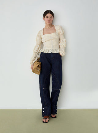  Laagam Mary Ecru Textured Blouse