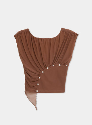  Laagam Gemini Brown Draped Top