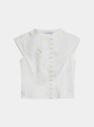  Laagam Melani White Asymmetric Blouse