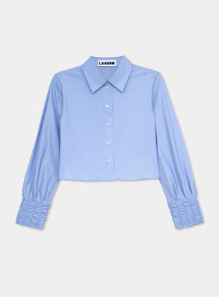  Laagam Roxane Blue Ruched Shirt