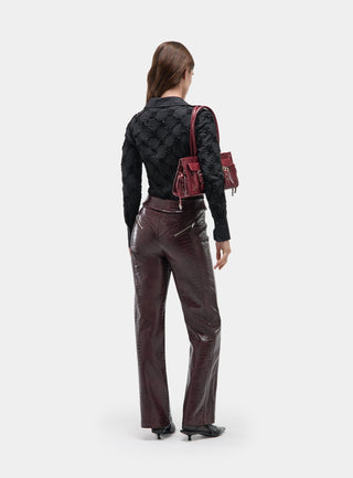  Laagam Horus Burgundy Textured Pants