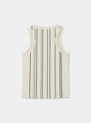  Laagam Ecru Striped Embroidered Logo Tank Top