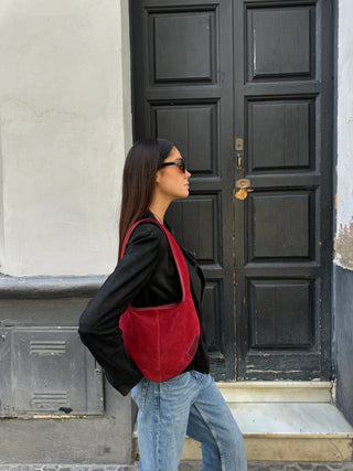  Mas1 Saco Suede Bag Burgundy