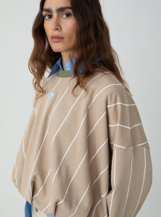  Laagam Kelly Beige Striped Sweatshirt