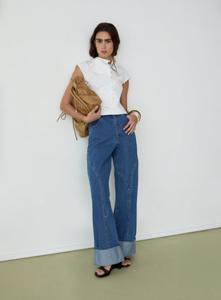  Laagam Melani White Asymmetric Blouse