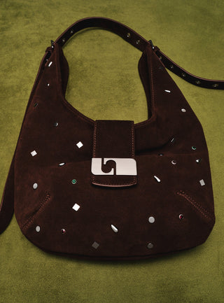  Laagam Vixen Brown Suede Studs Bag