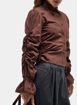  Laagam Sultana Brown Ruched Shirt