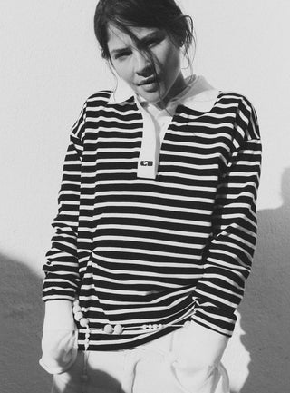  Laagam Duse Black Striped Longsleeve Polo T-shirt