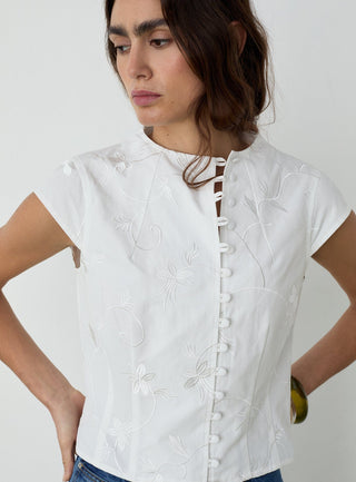  Laagam Melani White Asymmetric Blouse