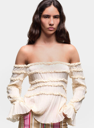  Laagam Petra Ecru Textured Blouse