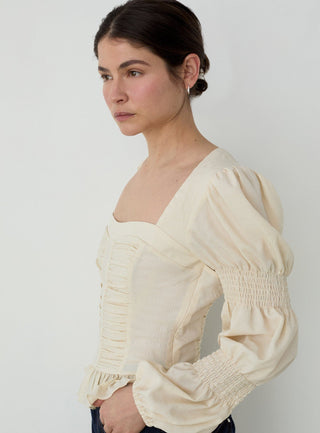  Laagam Mary Ecru Textured Blouse