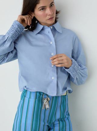  Laagam Roxane Blue Ruched Shirt