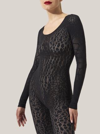  Wolford Reptile Net Jumpsuit Black