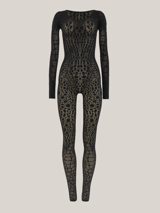  Wolford Reptile Net Jumpsuit Black
