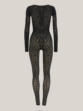  Wolford Reptile Net Jumpsuit Black