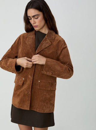  Laagam Maira Real Suede Brown Long Jacket