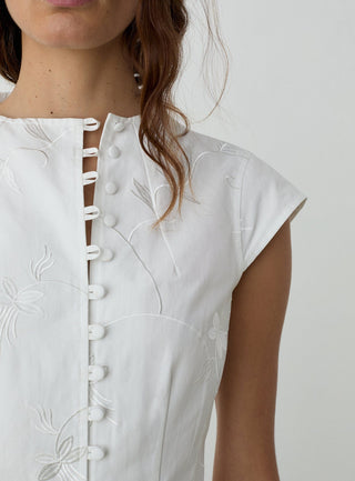  Laagam Melani White Asymmetric Blouse