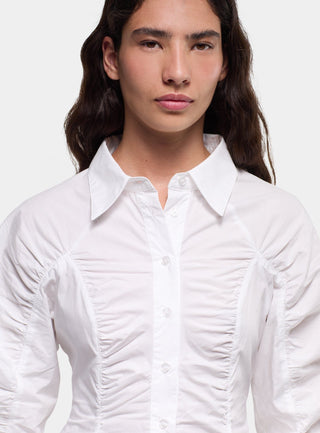  Laagam Belleville White Ruched Shirt