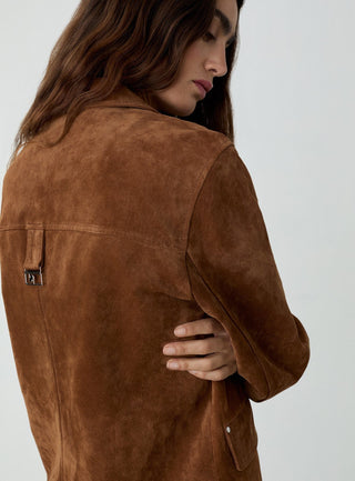  Laagam Maira Real Suede Brown Long Jacket