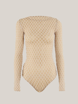  Wolford Velvet Net Illusion String Body Fairly Light/White