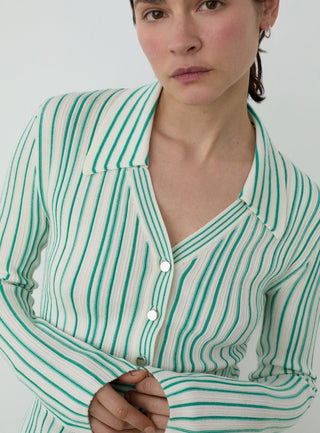  Laagam Giulia Green Striped Knitted Top