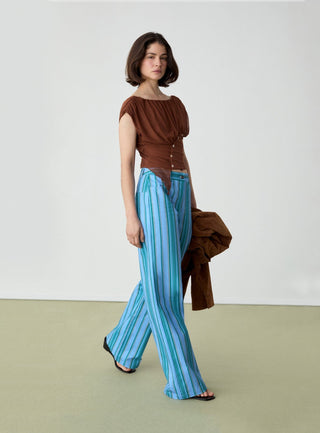  Laagam Gemini Brown Draped Top