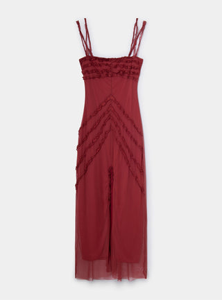  Laagam Arabella Burgundy Ruffled Dress