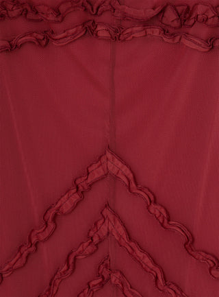  Laagam Arabella Burgundy Ruffled Dress