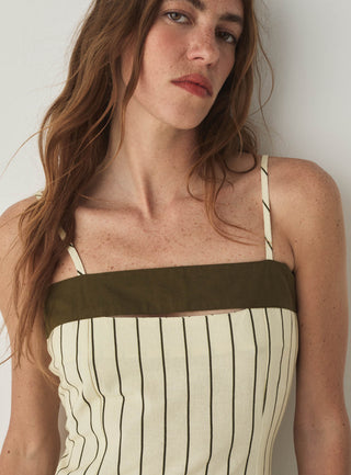  Laagam Breeze Khaki Asymmetric Midi Dress