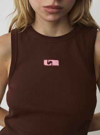  Laagam Brown Embroidered Logo Tank Top