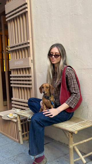  Mas1 Saco Suede Bag Burgundy