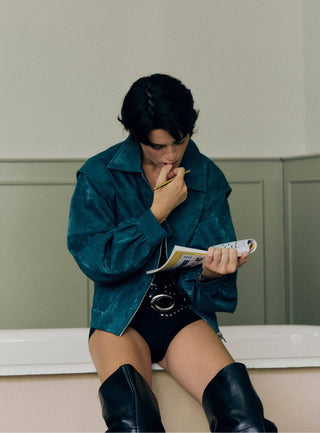  Laagam Cupido Teal Green Bomber Jacket