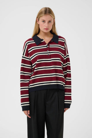  Gestuz Gzpaige Cabernet/skycaptain/egret Long-sleeved Polo