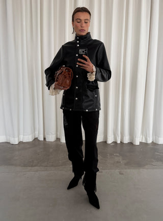  Laagam Berghain Black Long Jacket