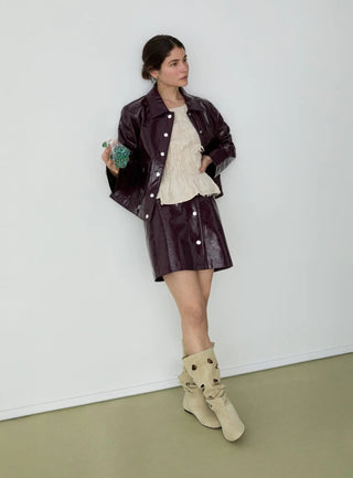  Laagam Lena Plum Short Skirt