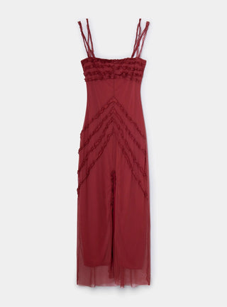  Laagam Arabella Burgundy Ruffled Dress