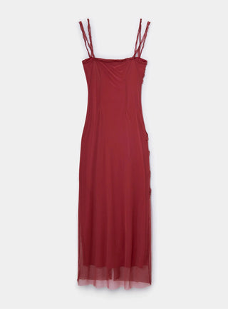  Laagam Arabella Burgundy Ruffled Dress