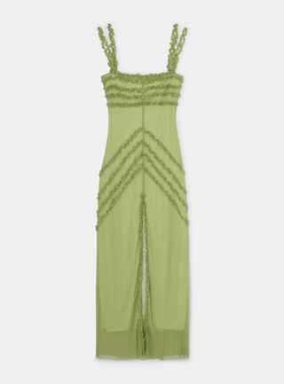  Laagam Arabella Green Ruffled Dress