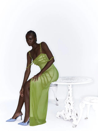  Laagam Arabella Green Ruffled Dress