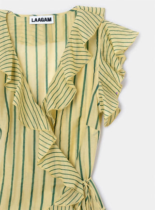  Laagam Bettina Yellow Striped Wrap Blouse