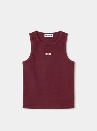  Laagam Burgundy Embroidered Logo Tank Top