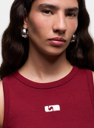  Laagam Burgundy Embroidered Logo Tank Top