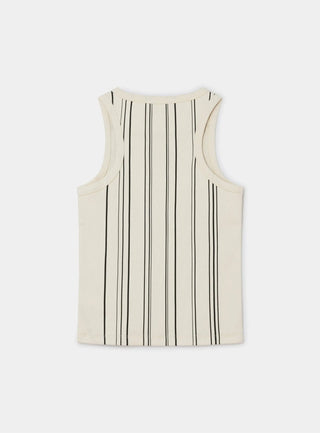  Laagam Ecru Striped Embroidered Logo Tank Top