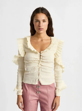  Laagam Maddie Ecru Ruffled Blouse