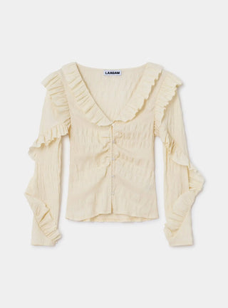  Laagam Maddie Ecru Ruffled Blouse