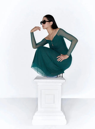 Laagam Naomi Green Tulle Dress
