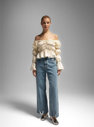  Laagam Sadie Ecru Ruched Blouse