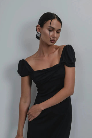  Laagam Sia Black Jersey Midi Dress