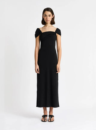  Laagam Sia Black Jersey Midi Dress