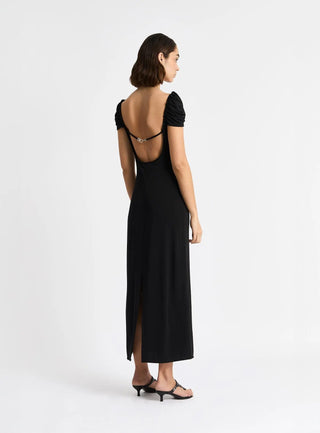  Laagam Sia Black Jersey Midi Dress